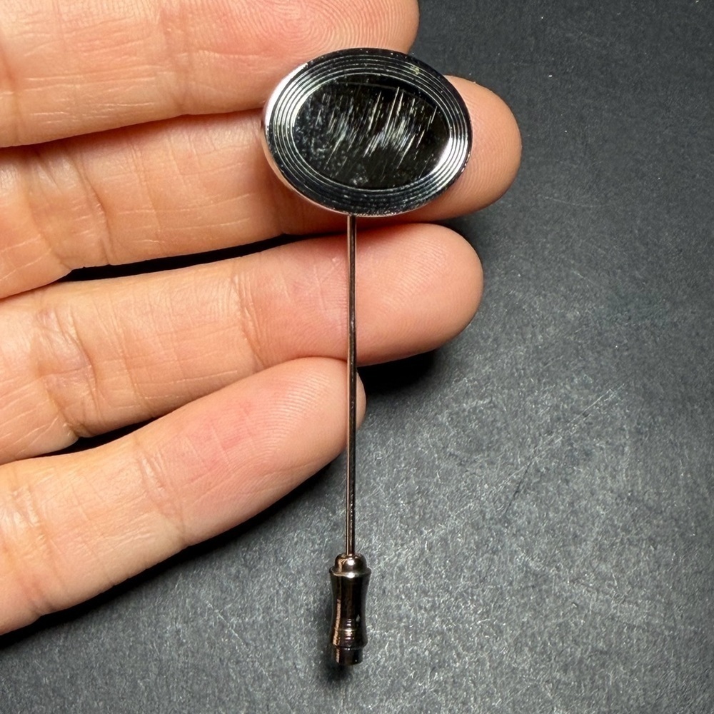 Vintage Silver Tone Oval Stick Pin